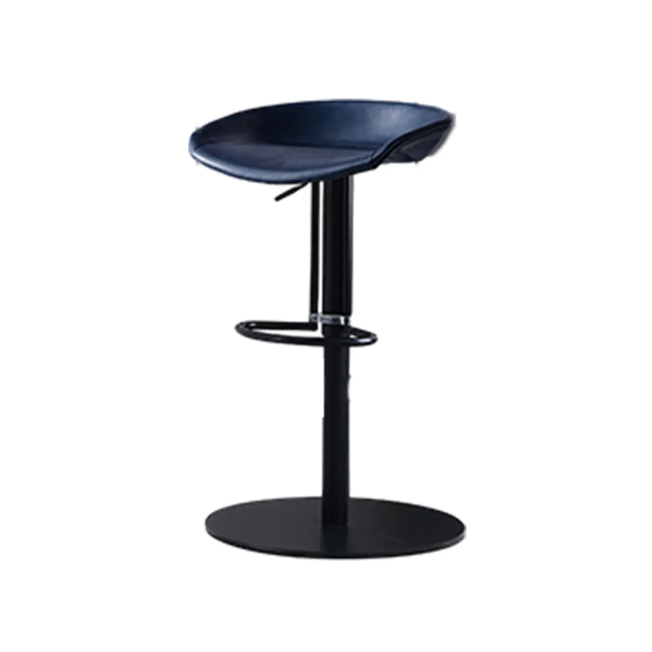 Modern Black Leather Swivel Adjustable Bar Stool Image - 14 | homeyfad