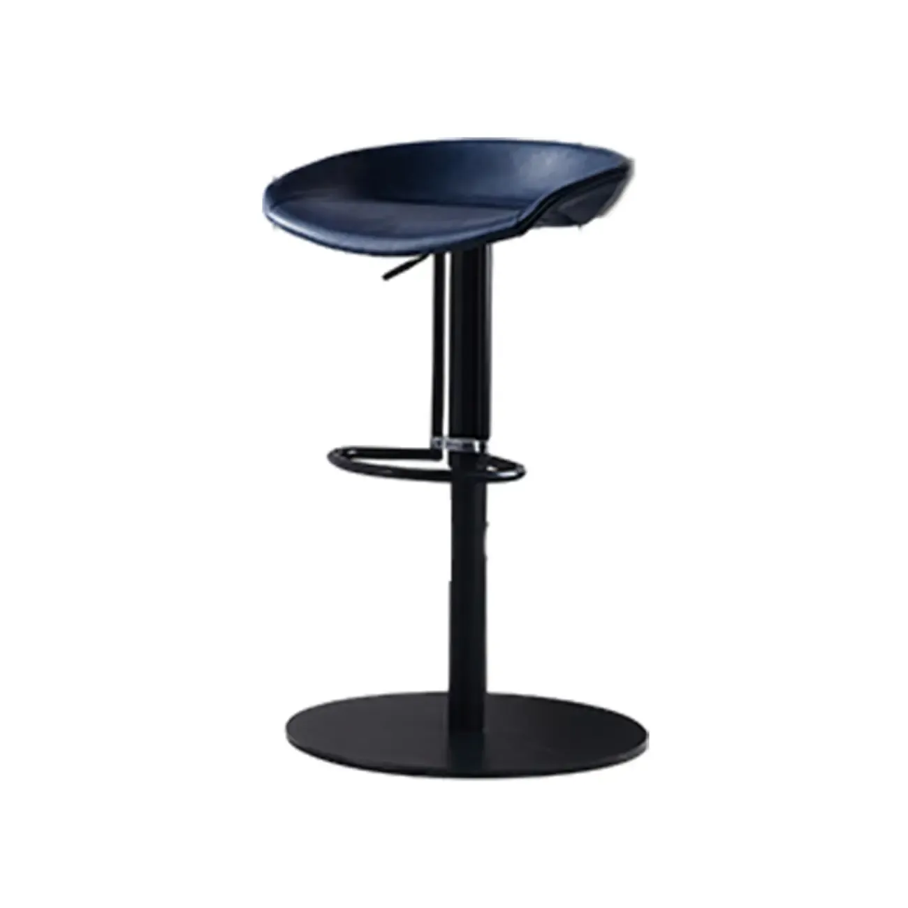 Modern Black Leather Swivel Adjustable Bar Stool Image - 14