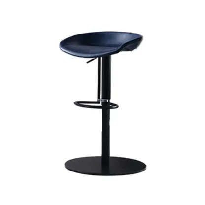 Modern Black Leather Swivel Adjustable Bar Stool Image - 14