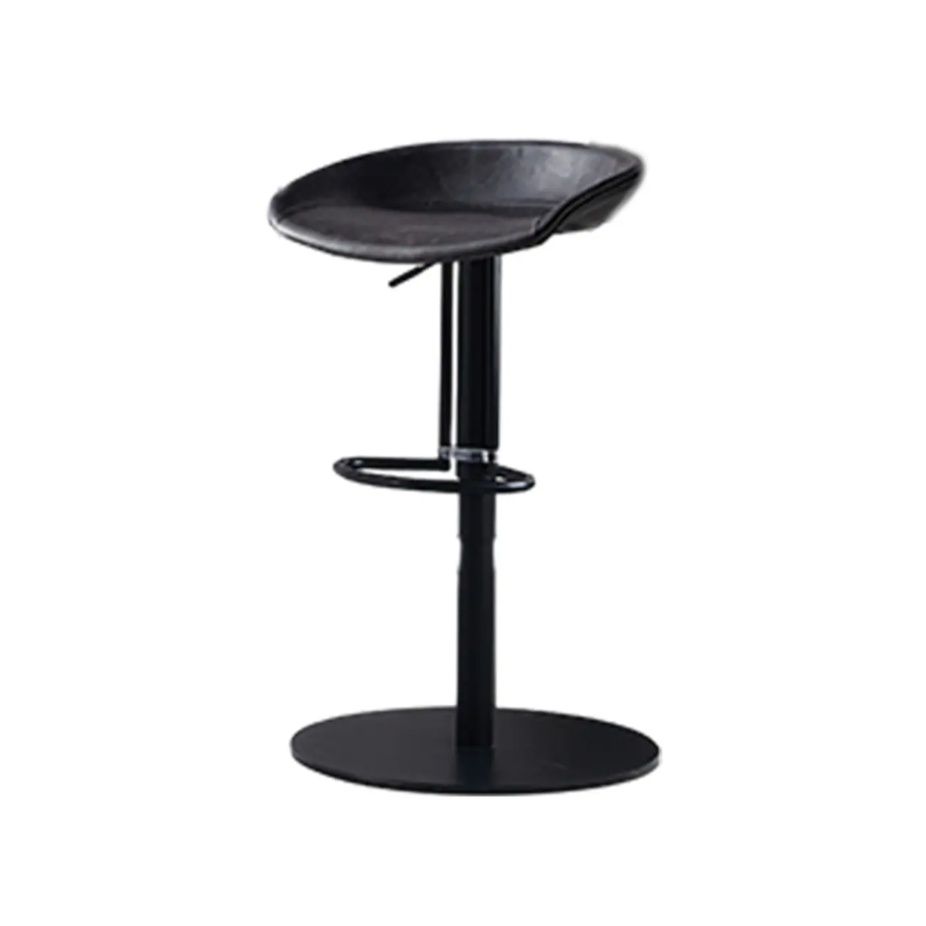Modern Black Leather Swivel Adjustable Bar Stool Image - 15 | homeyfad