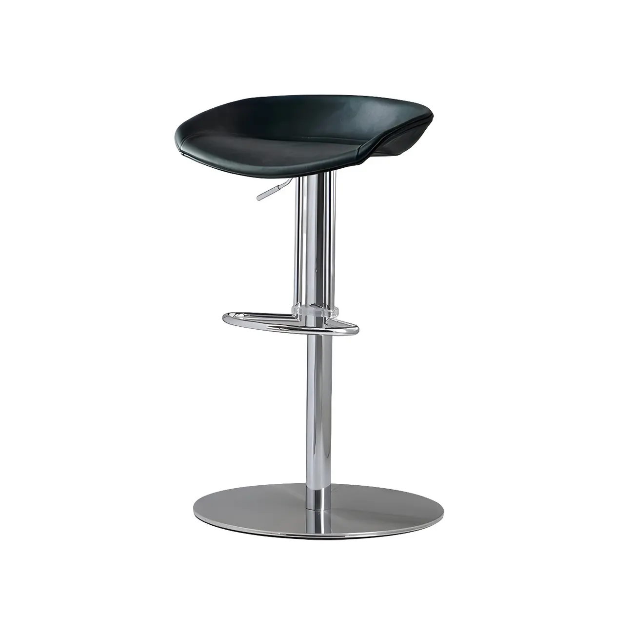 Modern Black Leather Swivel Adjustable Bar Stool Image - 17 | homeyfad