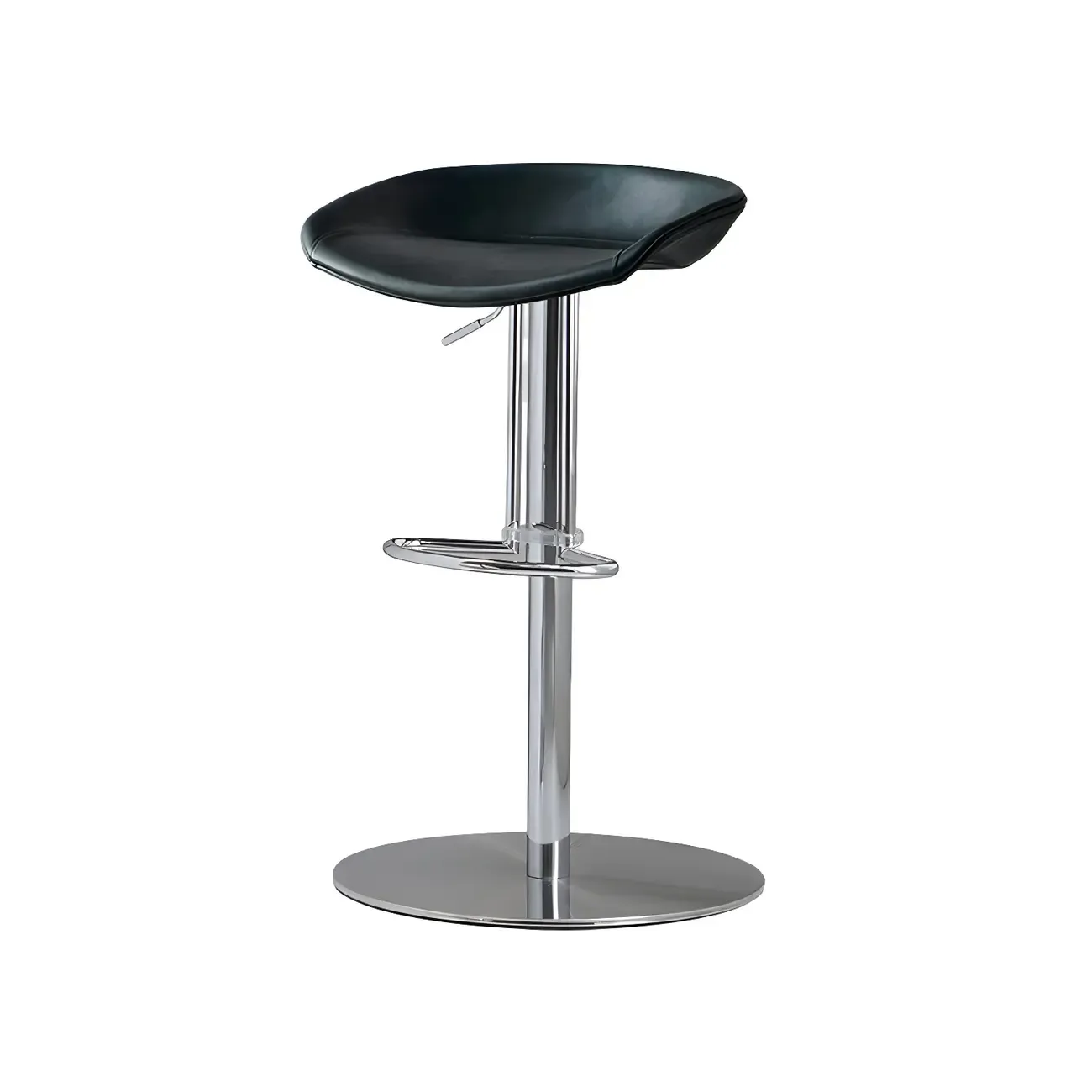 Modern Black Leather Swivel Adjustable Bar Stool Image - 17