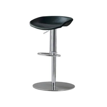 Modern Black Leather Swivel Adjustable Bar Stool Image - 17