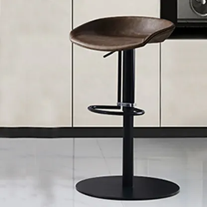 Modern Black Leather Swivel Adjustable Bar Stool Image - 3