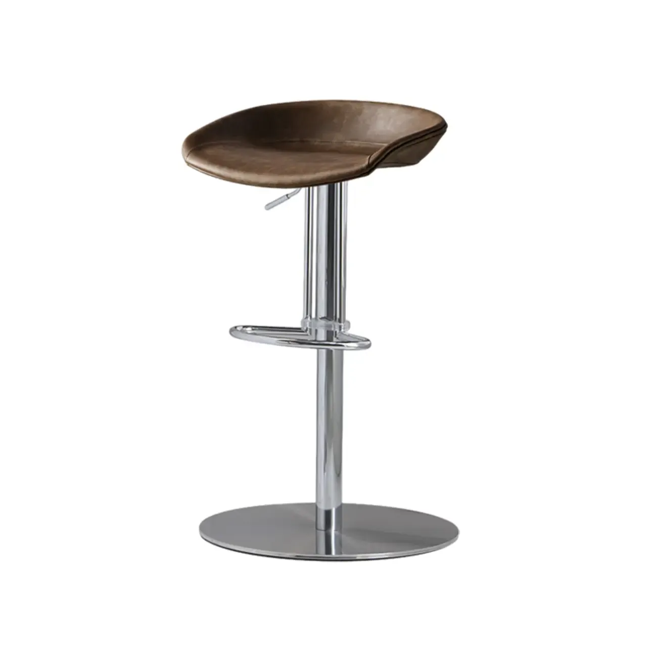 Modern Black Leather Swivel Adjustable Bar Stool Image - 18