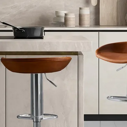 Modern Black Leather Swivel Adjustable Bar Stool Image - 5