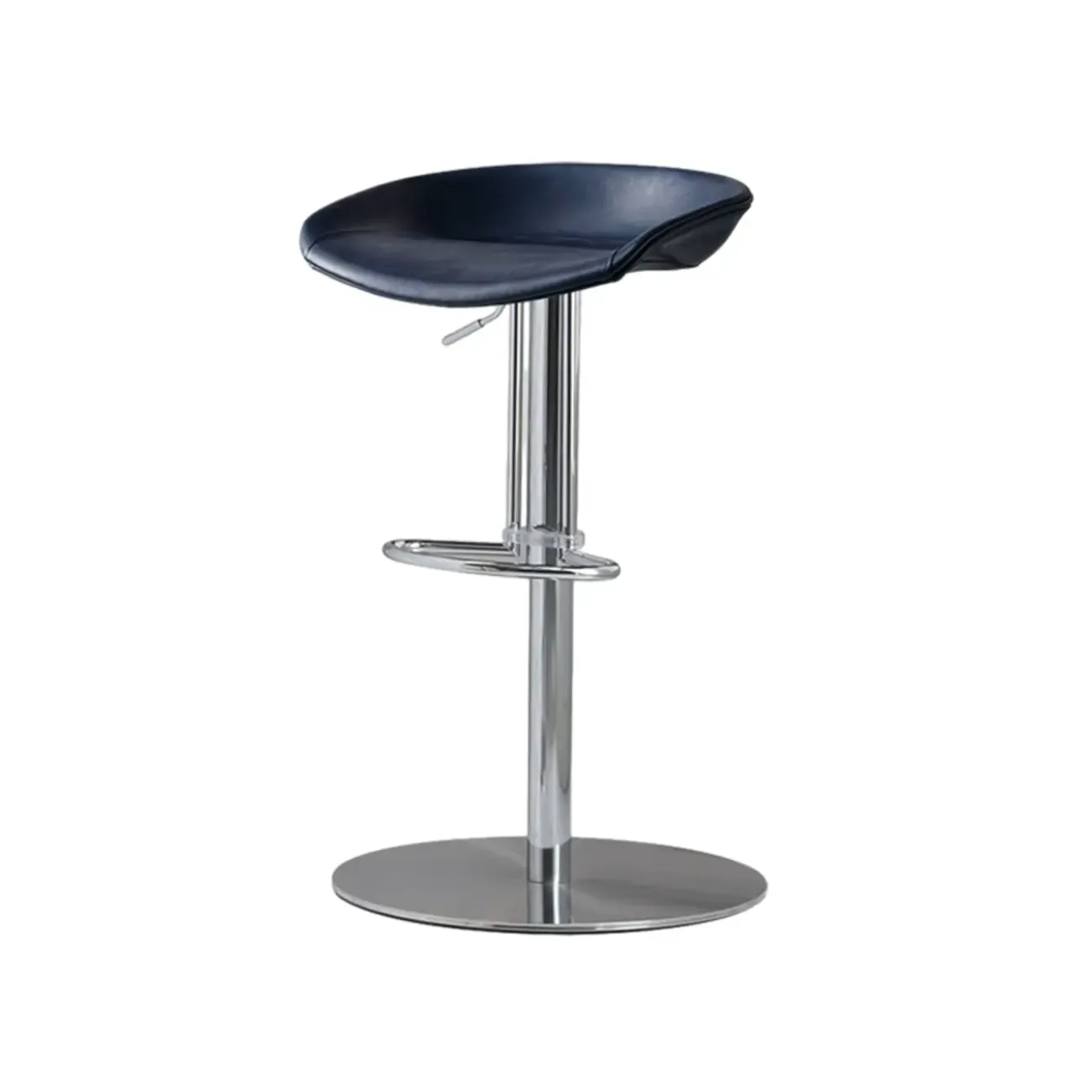 Modern Black Leather Swivel Adjustable Bar Stool Image - 19