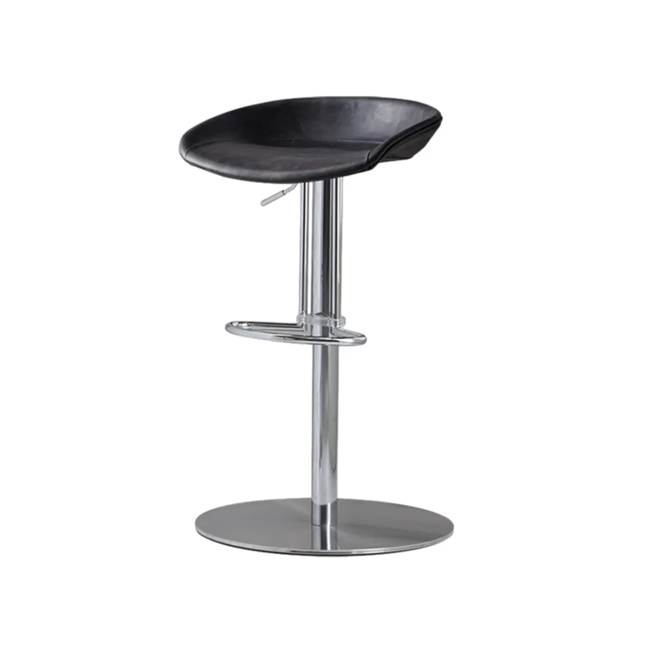 Modern Black Leather Swivel Adjustable Bar Stool Image - 20 | homeyfad