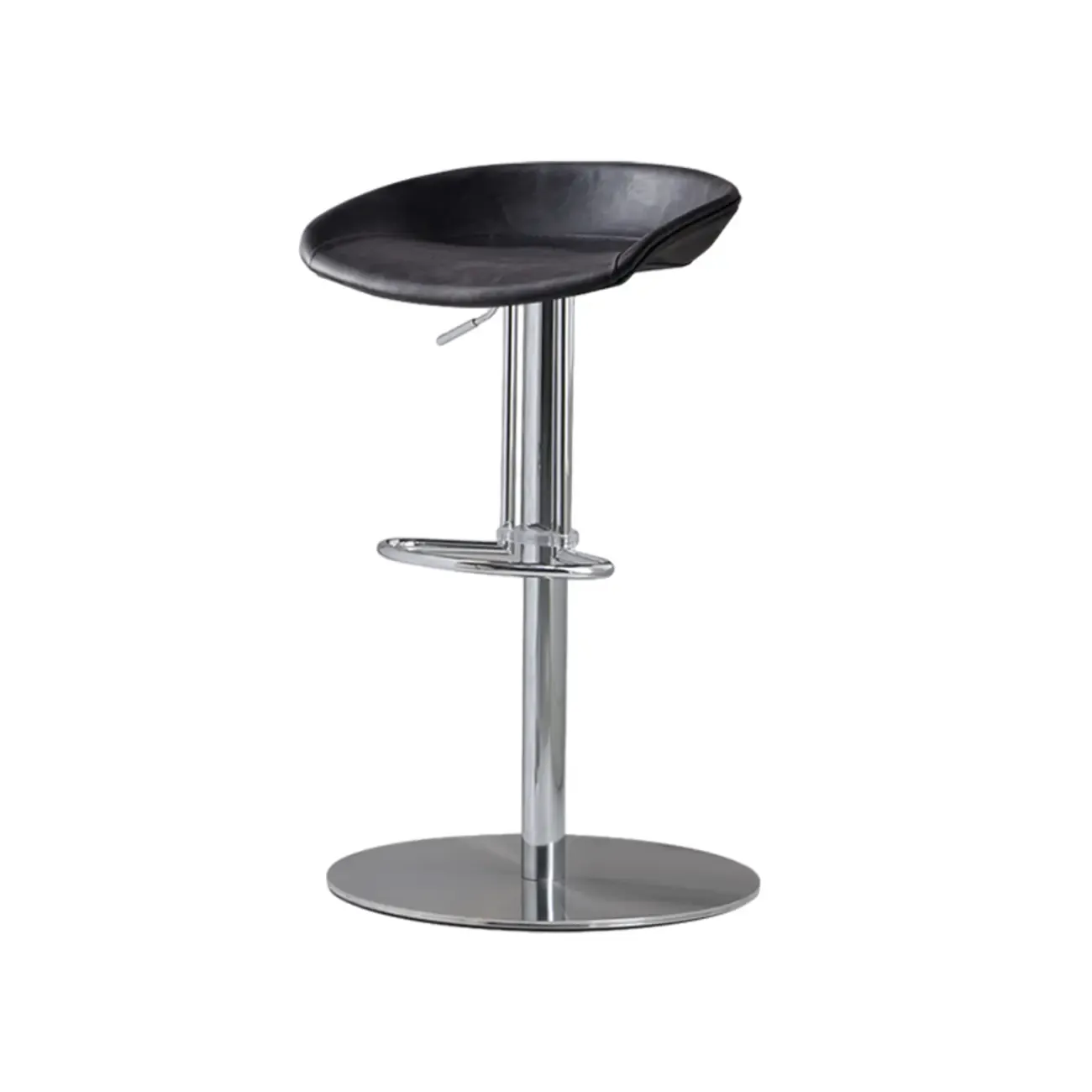 Modern Black Leather Swivel Adjustable Bar Stool Image - 20