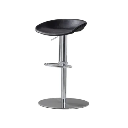 Modern Black Leather Swivel Adjustable Bar Stool Image - 20