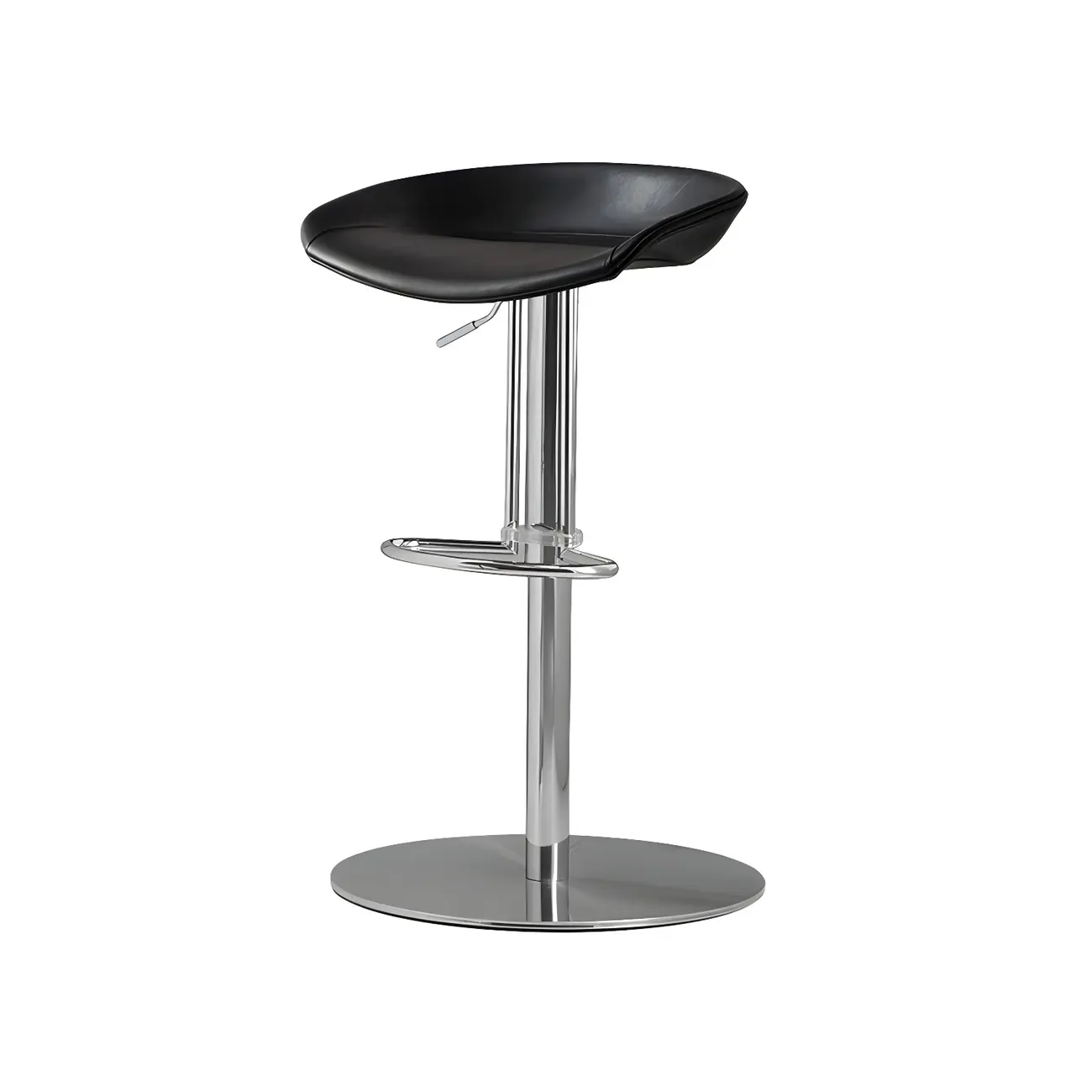 Modern Black Leather Swivel Adjustable Bar Stool Image - 22 | homeyfad