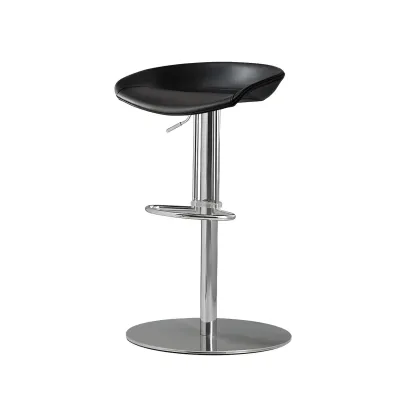 Modern Black Leather Swivel Adjustable Bar Stool Image - 22