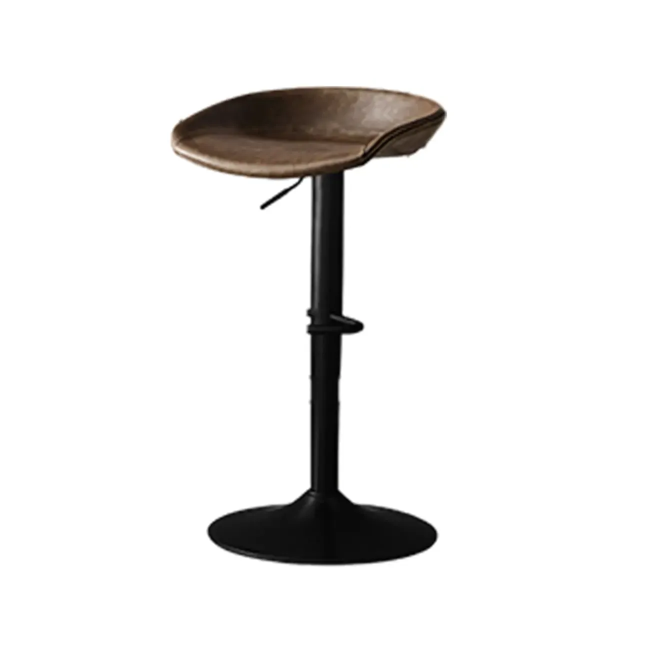 Adjustable Black Leather Saddle Swivel Bar Stools | HomeyFad