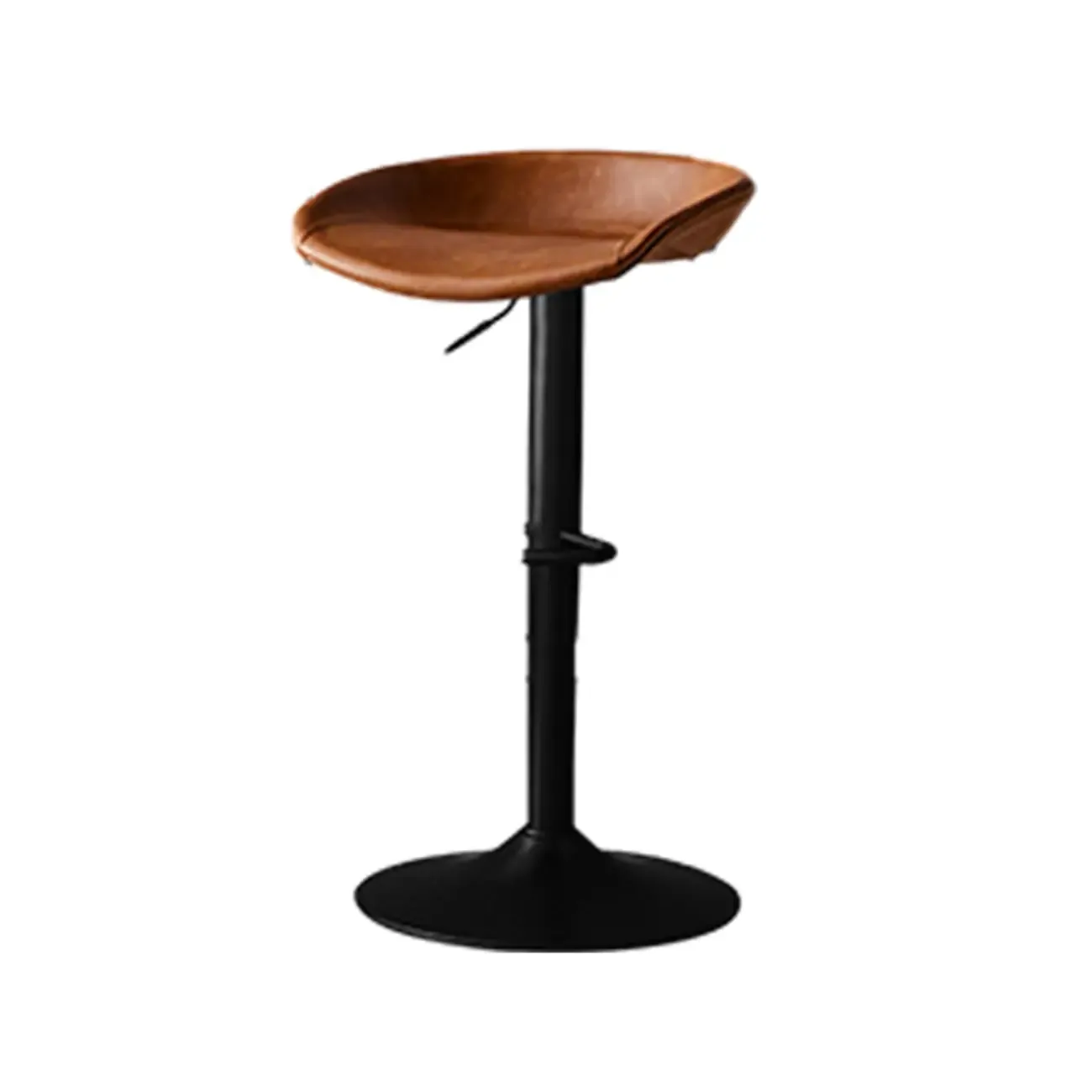 Modern Black Leather Swivel Adjustable Bar Stool Image - 27