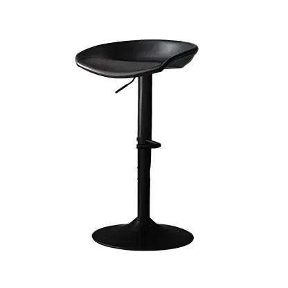 Modern Black Leather Swivel Adjustable Bar Stool Image - 28