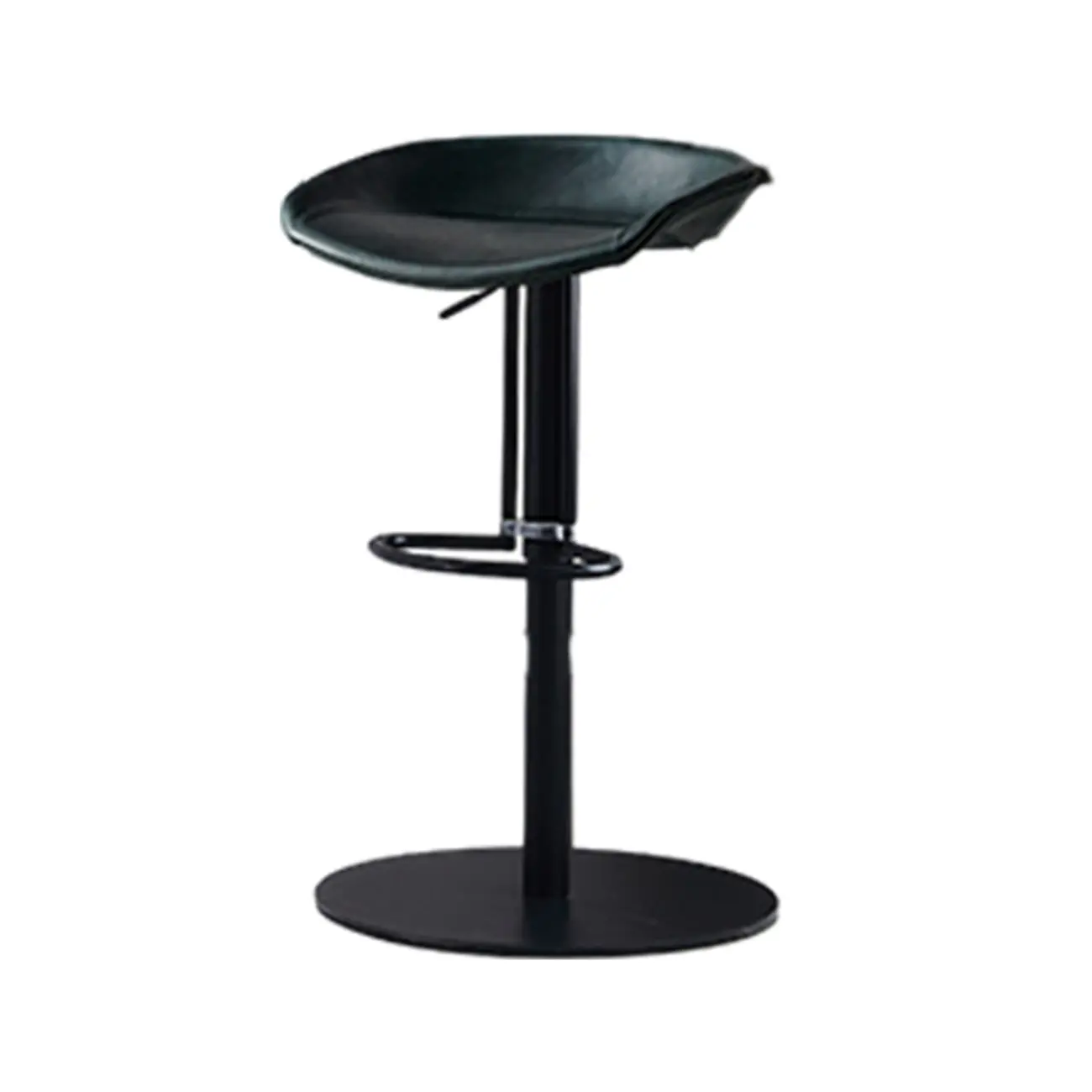 Modern Black Leather Swivel Adjustable Bar Stool Image - 29 | homeyfad