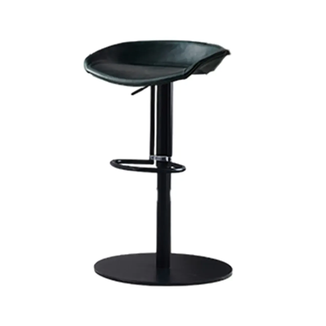 Modern Black Leather Swivel Adjustable Bar Stool Image - 29