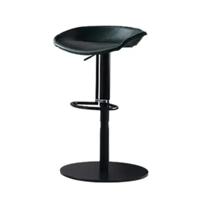 Modern Black Leather Swivel Adjustable Bar Stool Image - 29