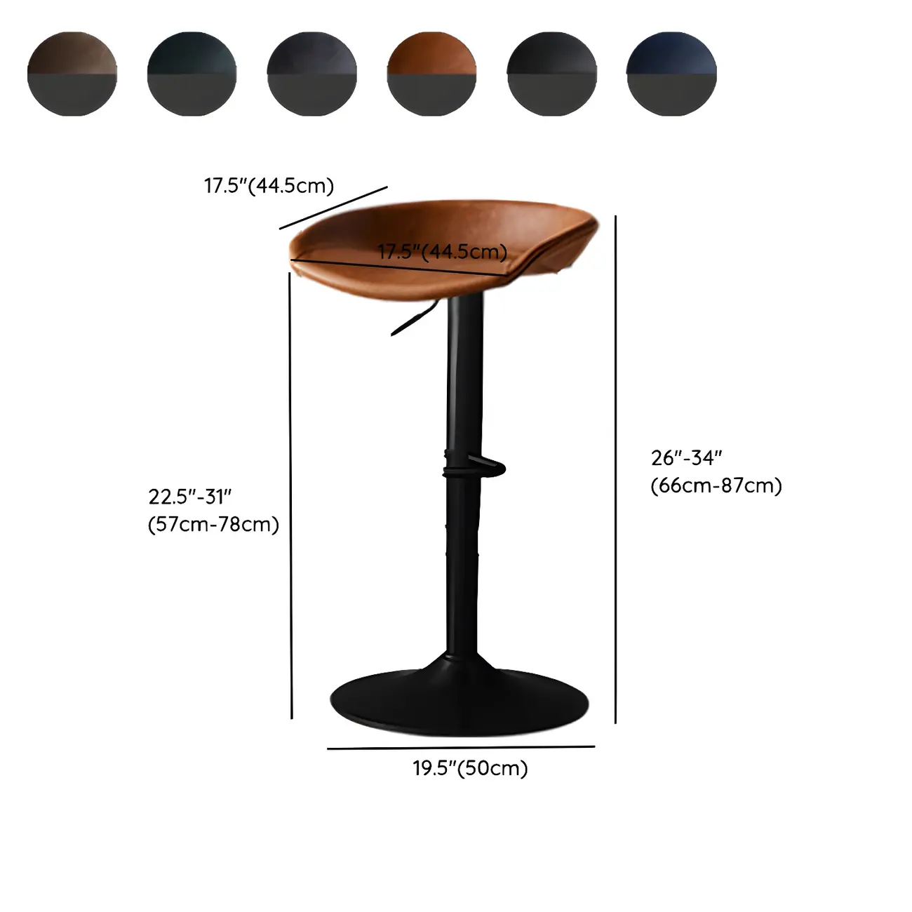 Modern Black Leather Swivel Adjustable Bar Stool Image - 31 | homeyfad