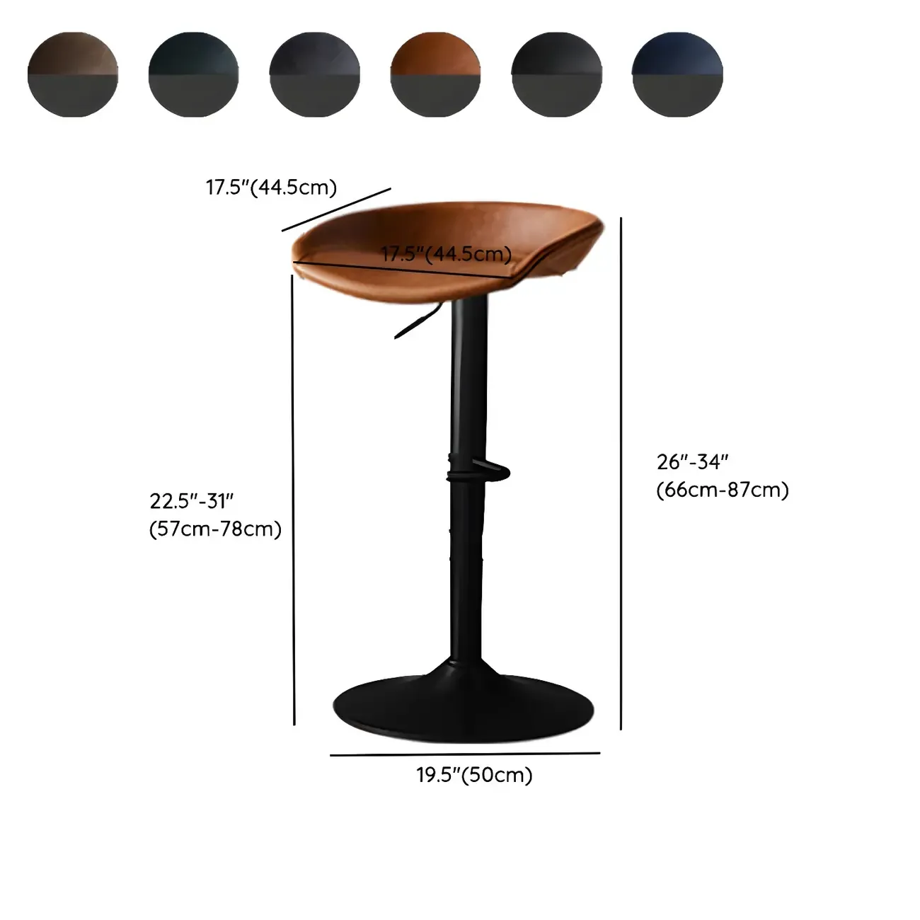 Modern Black Leather Swivel Adjustable Bar Stool Image - 31