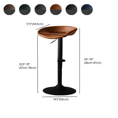 Modern Black Leather Swivel Adjustable Bar Stool Image - 31