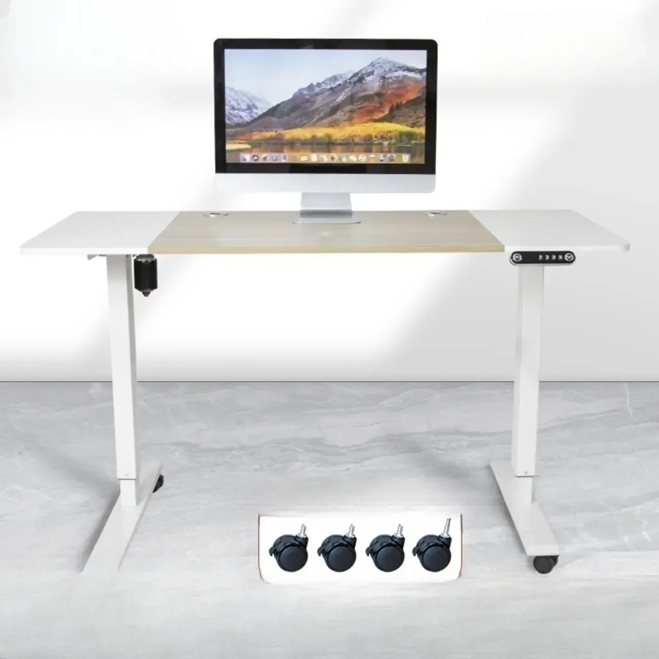 Stylish Oak Adjustable Height Computer Standing Desk for Office Image - 1