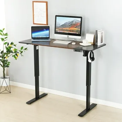 Stylish Oak Adjustable Height Computer Standing Desk for Office Image - 3
