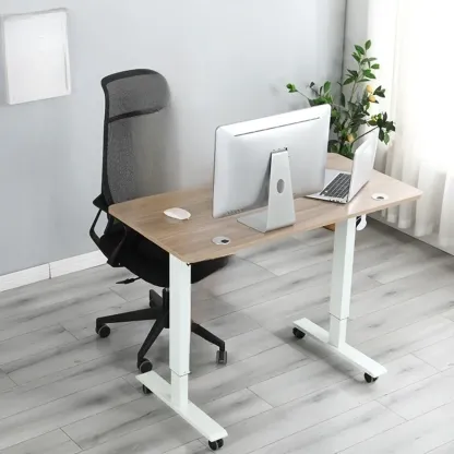 Stylish Oak Adjustable Height Computer Standing Desk for Office Image - 7