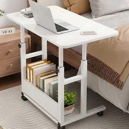 Modern Adjustable Wood Standing Desk Converter with Casters Image - 5