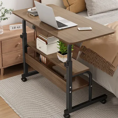 Modern Adjustable Wood Standing Desk Converter with Casters Image - 14