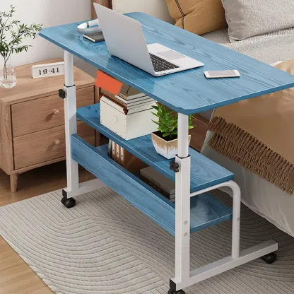Modern Adjustable Wood Standing Desk Converter with Casters Image - 15
