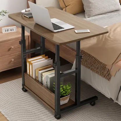 Modern Adjustable Wood Standing Desk Converter with Casters Image - 17