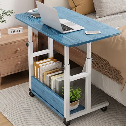 Modern Adjustable Wood Standing Desk Converter with Casters Image - 19