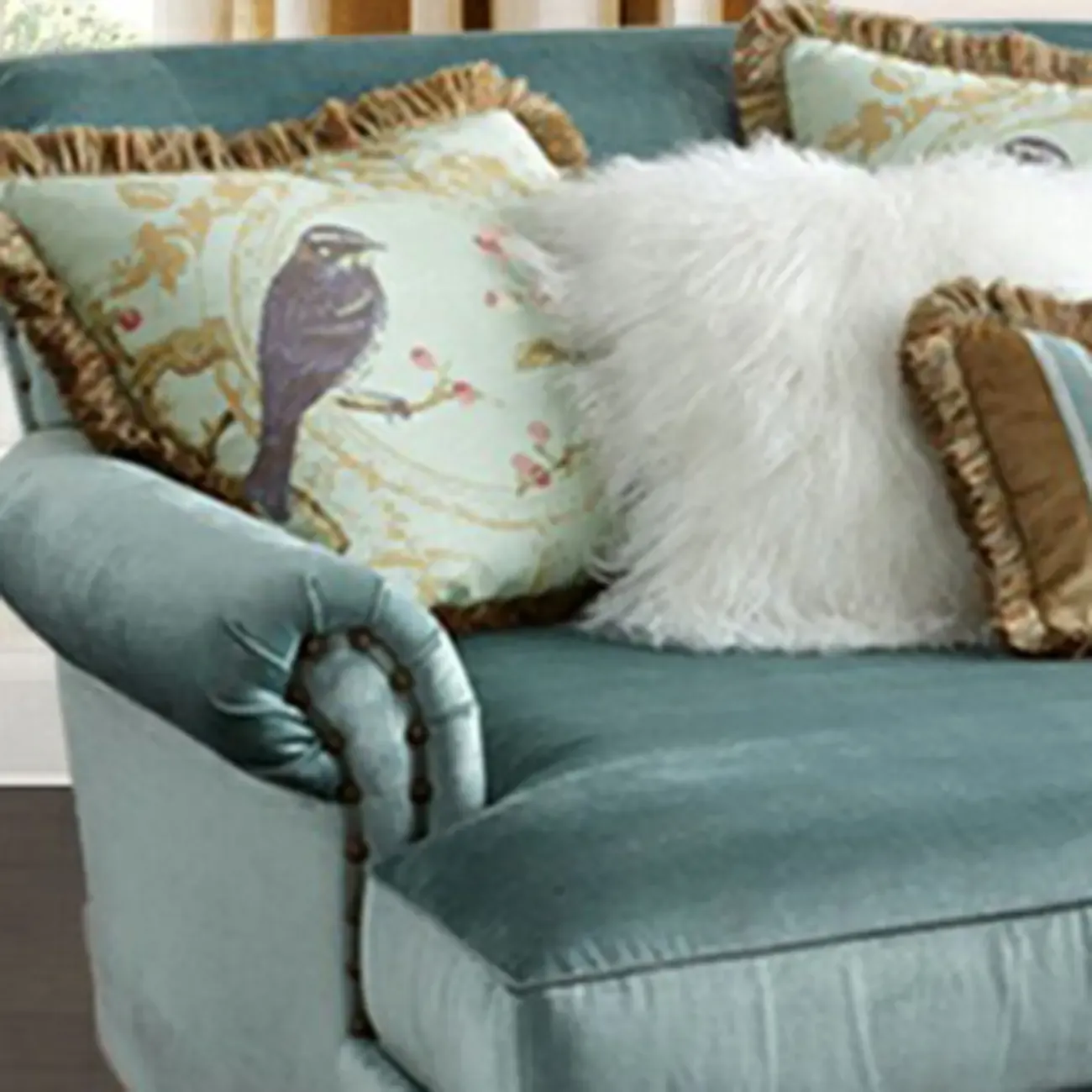 Elegant Solid Velvet Upholstery Nailhead Chaise Lounge Image - 8