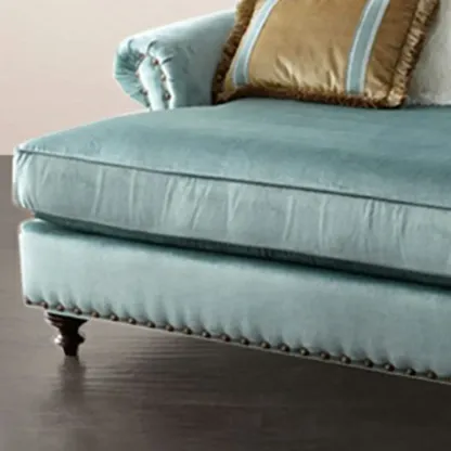 Elegant Solid Velvet Upholstery Nailhead Chaise Lounge Image - 9