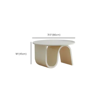Scandinavian Chic Cream Round Wood Coffee Table with Drawer Image - 12