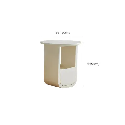 Scandinavian Chic Cream Round Wood Coffee Table with Drawer #size