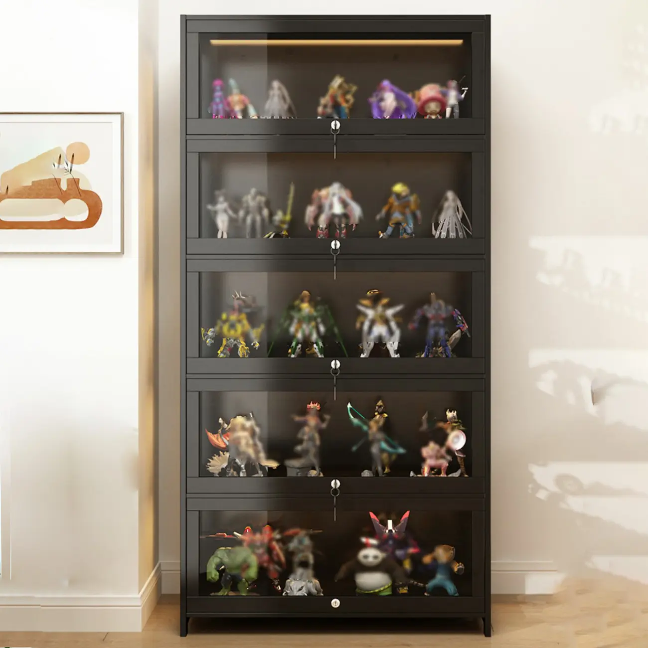 Living Room Black Bamboo Curio Display Cabinet Image - 1 | homeyfad