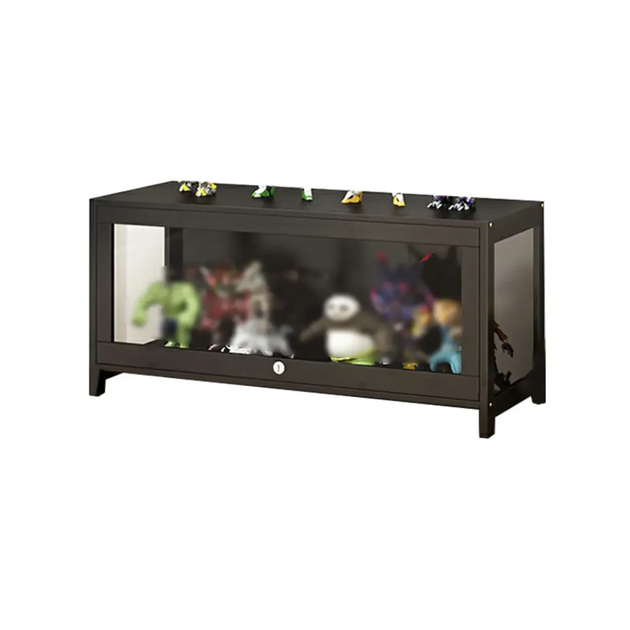 Living Room Black Bamboo Curio Display Cabinet Image - 5