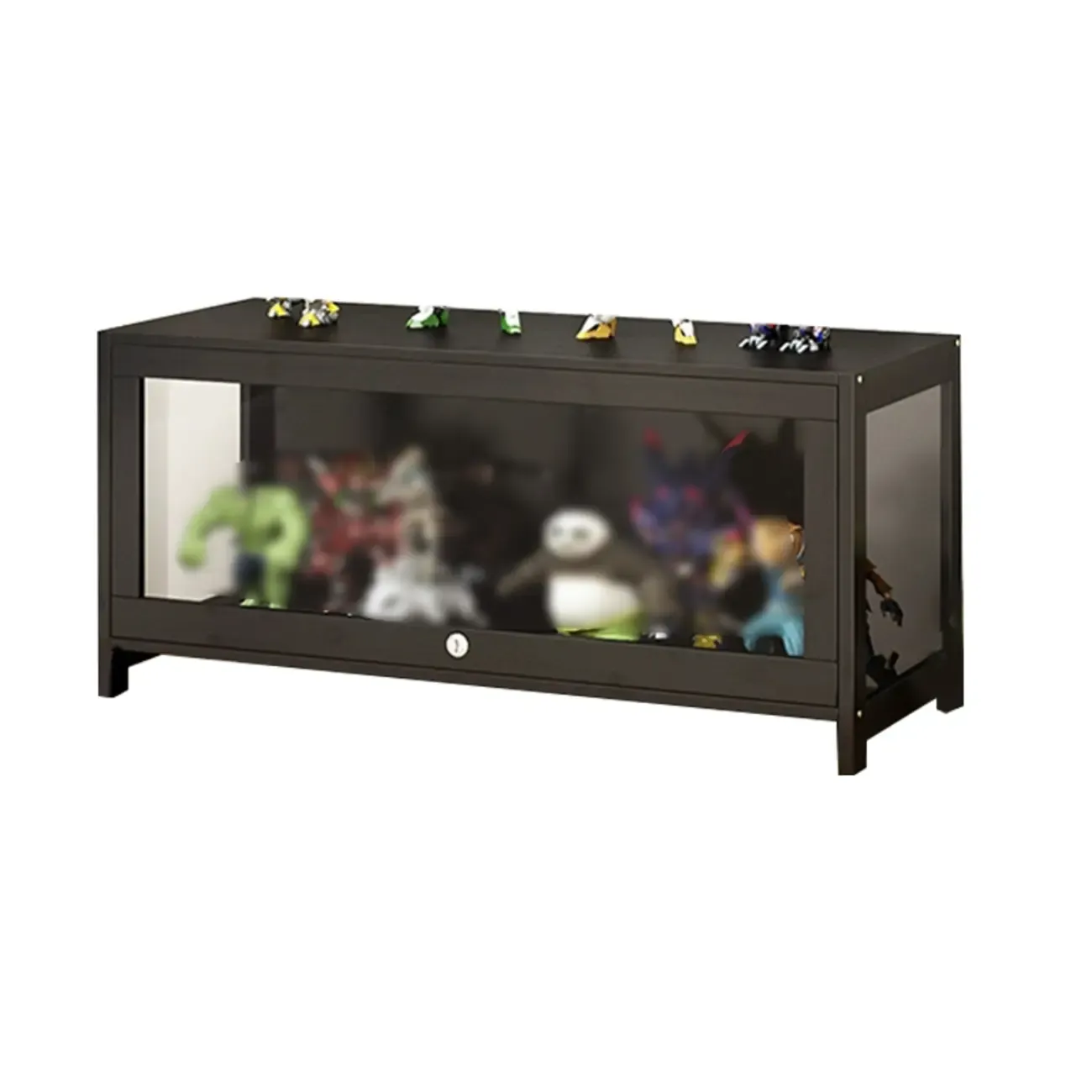 Living Room Black Bamboo Curio Display Cabinet Image - 9