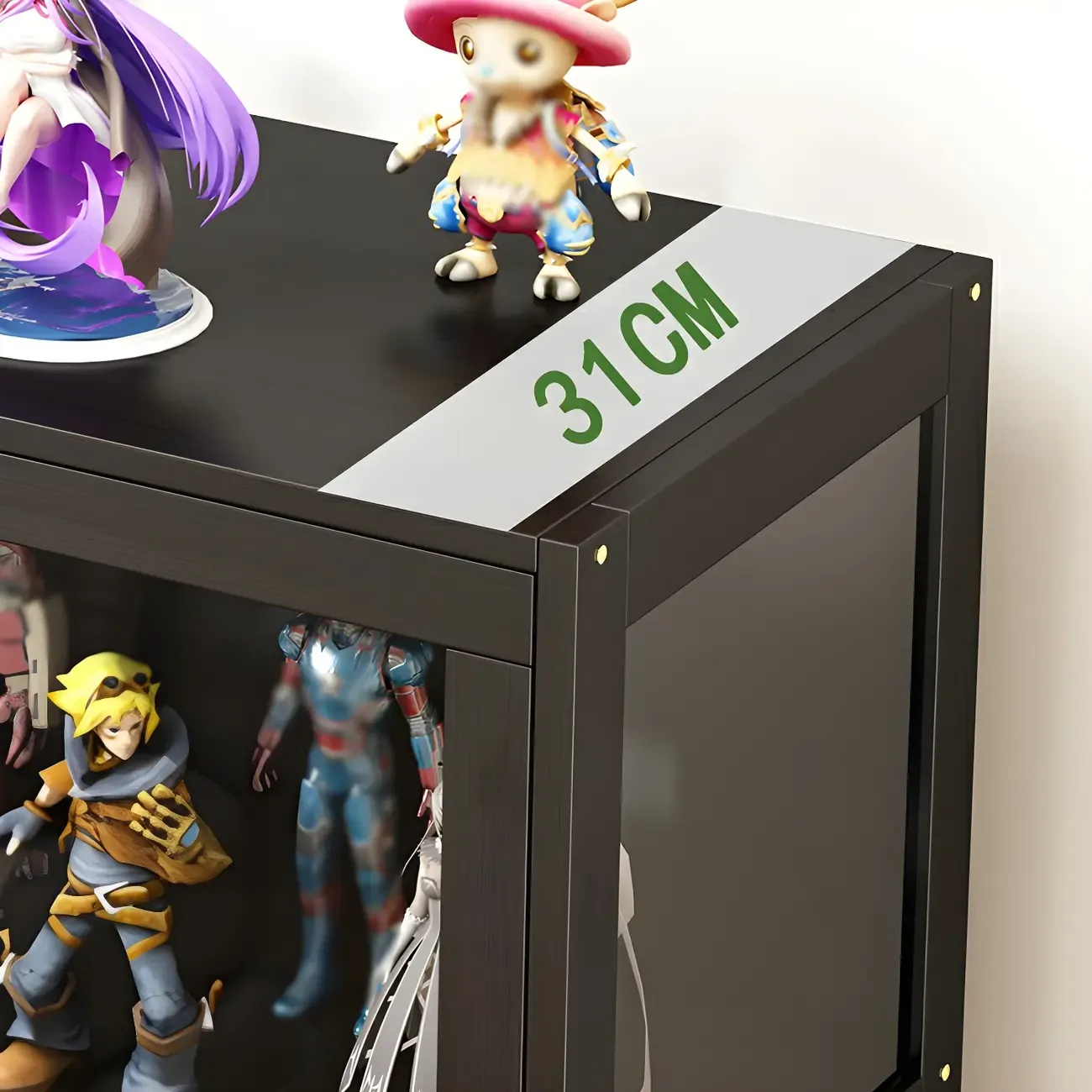 Living Room Black Bamboo Curio Display Cabinet Image - 13