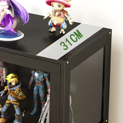 Living Room Black Bamboo Curio Display Cabinet Image - 13