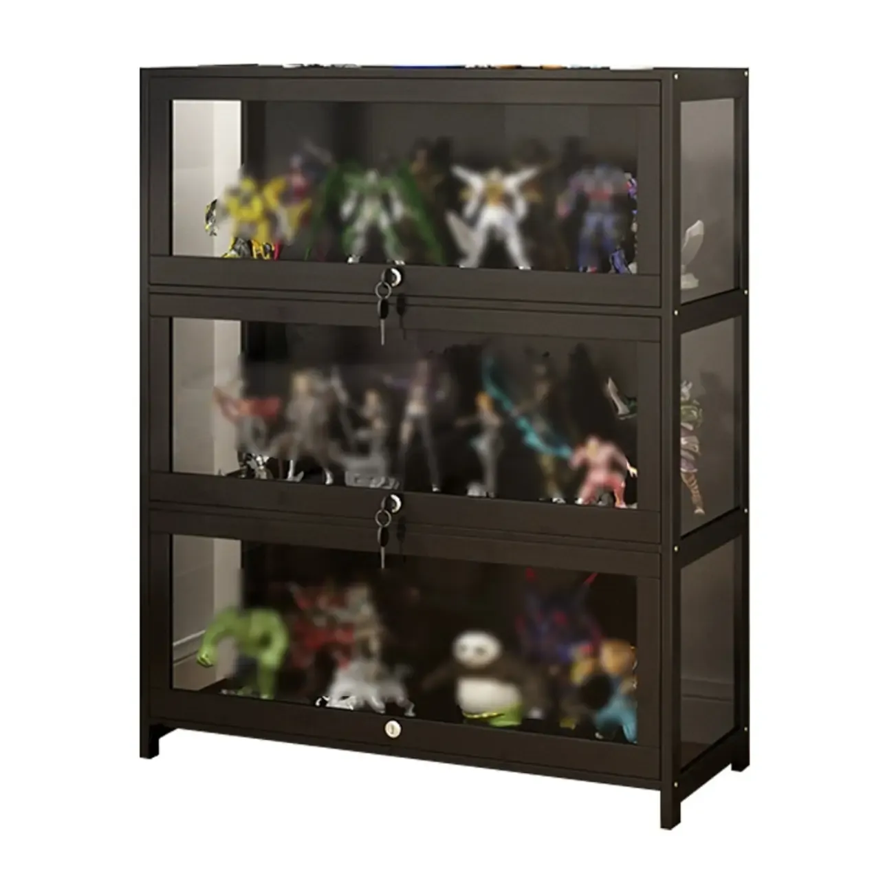 Living Room Black Bamboo Curio Display Cabinet Image - 14