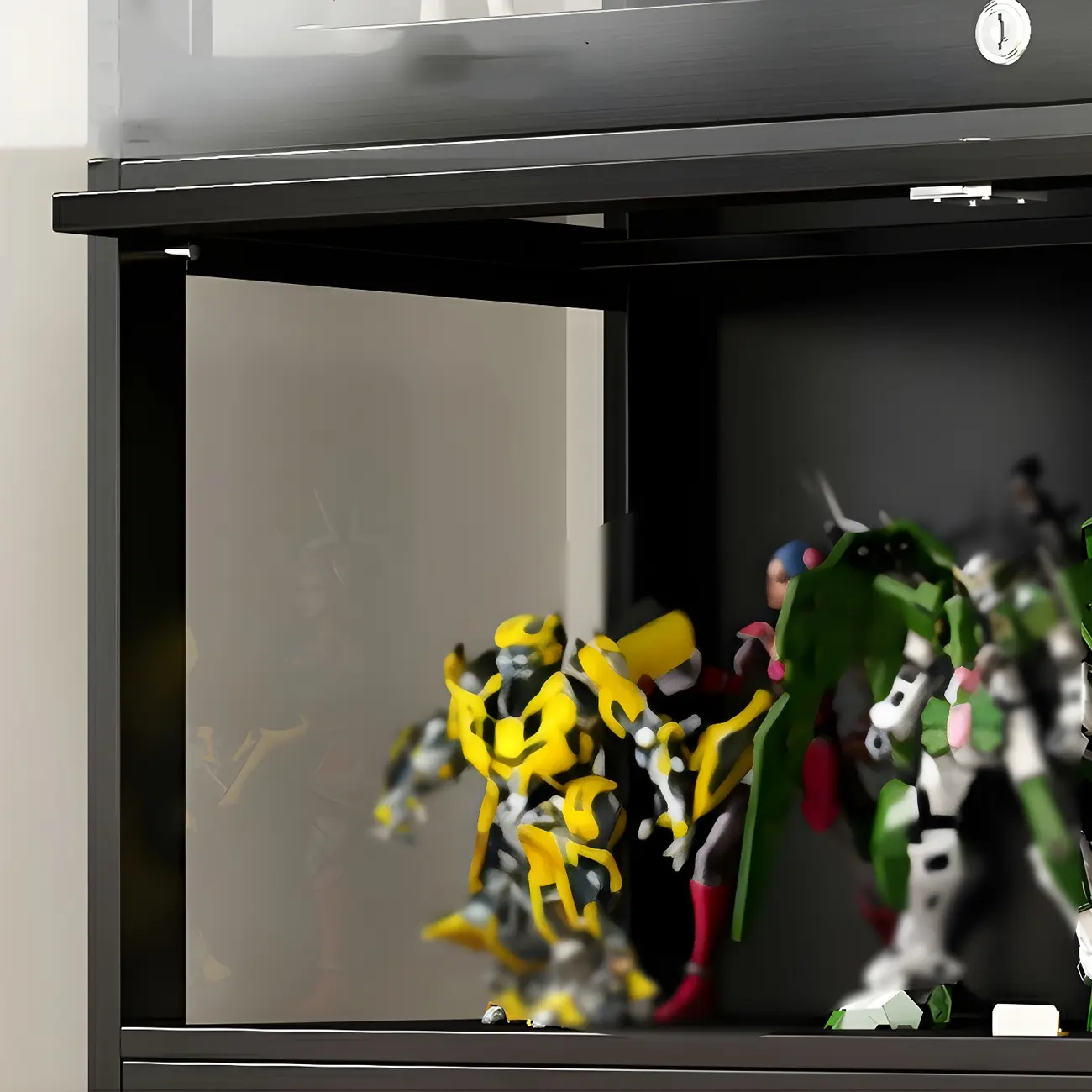 Living Room Black Bamboo Curio Display Cabinet Image - 15 | homeyfad