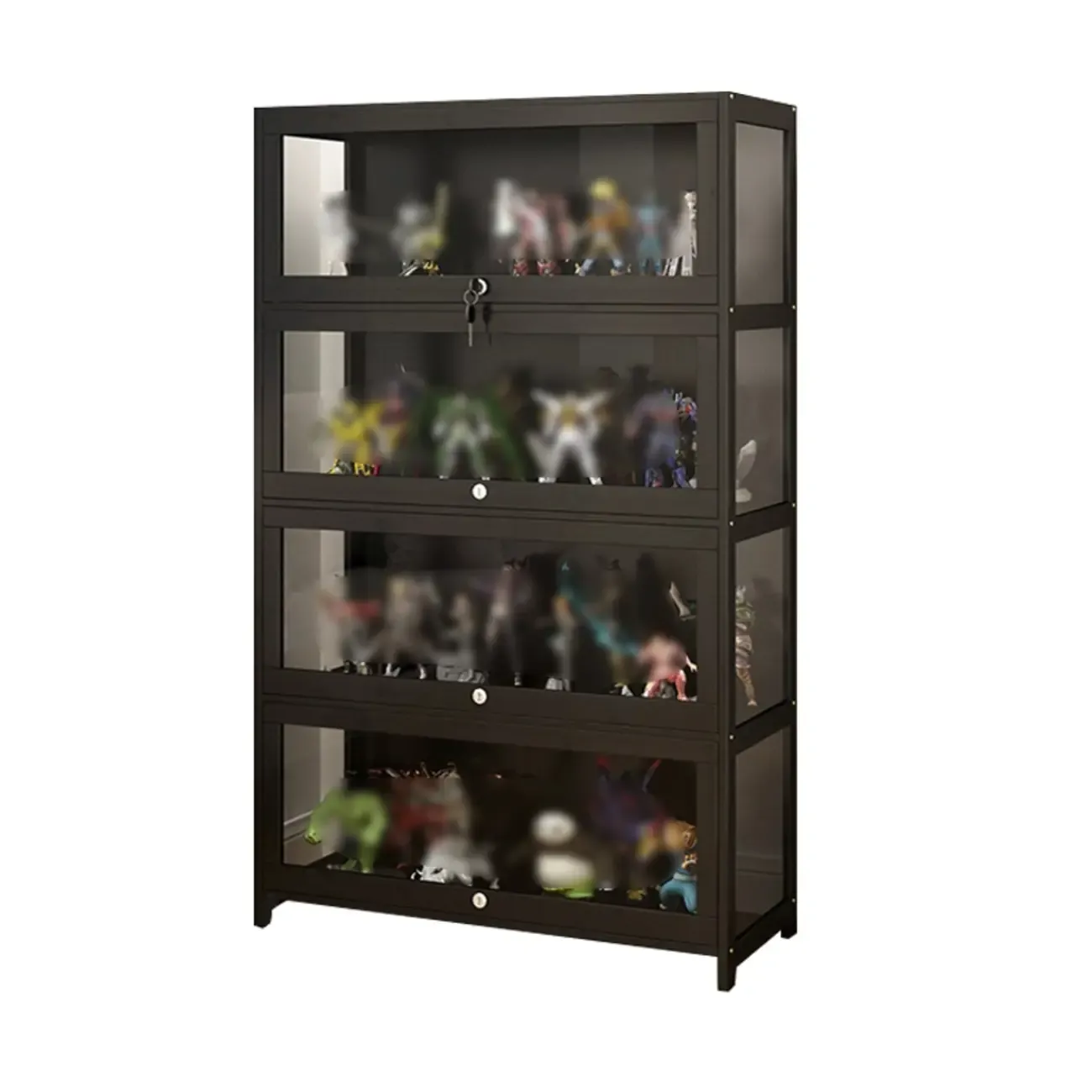 Living Room Black Bamboo Curio Display Cabinet Image - 18
