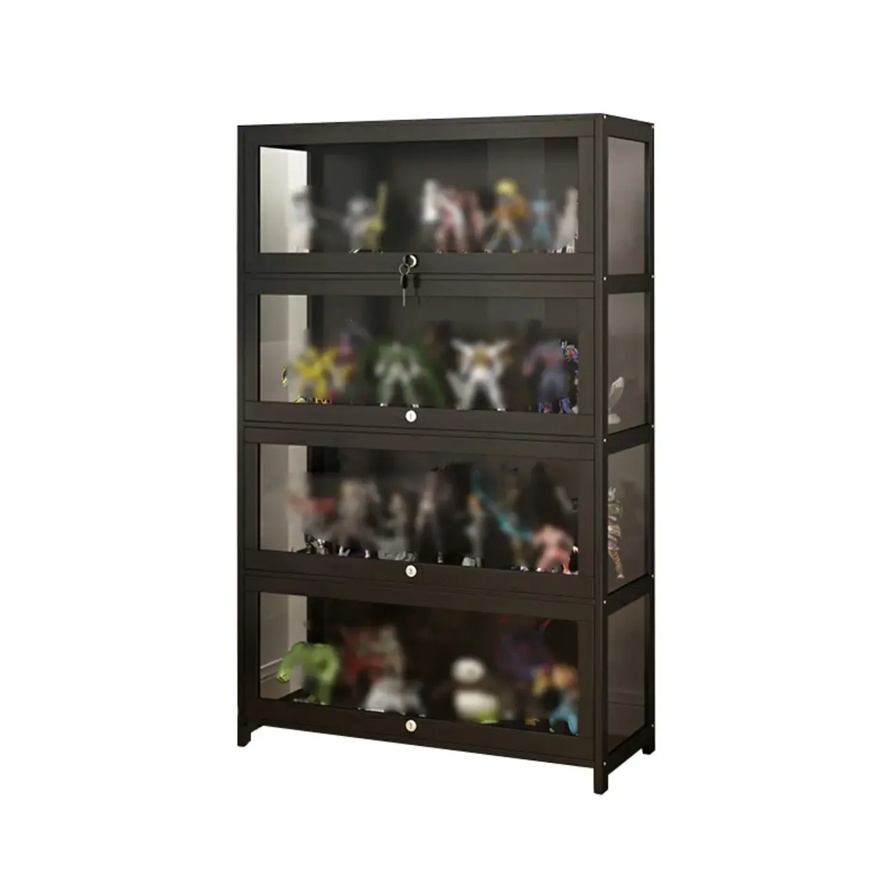 Living Room Black Bamboo Curio Display Cabinet Image - 19