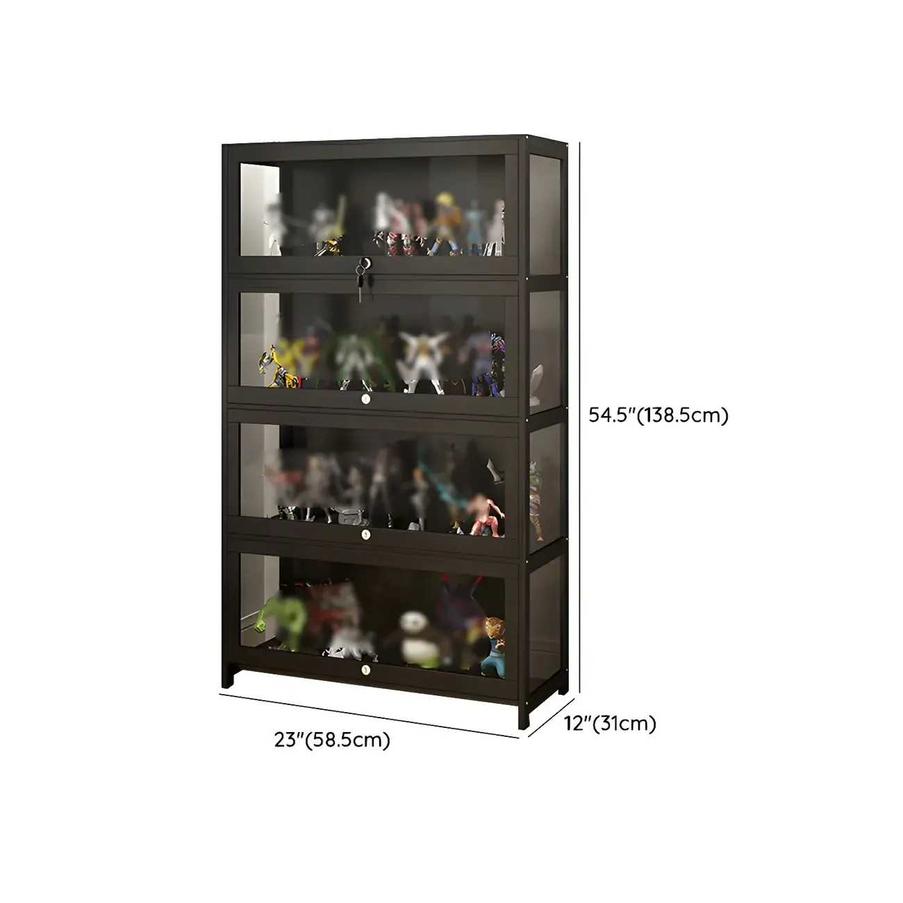Living Room Black Bamboo Curio Display Cabinet Image - 34