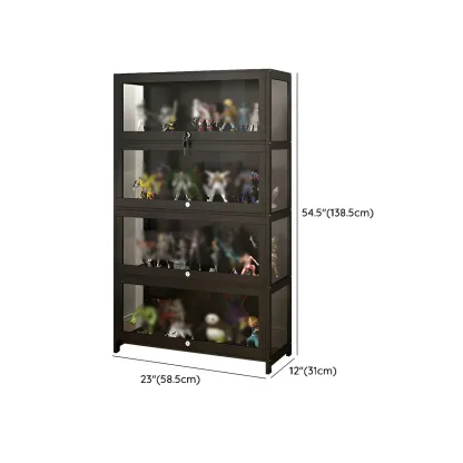 Living Room Black Bamboo Curio Display Cabinet Image - 34