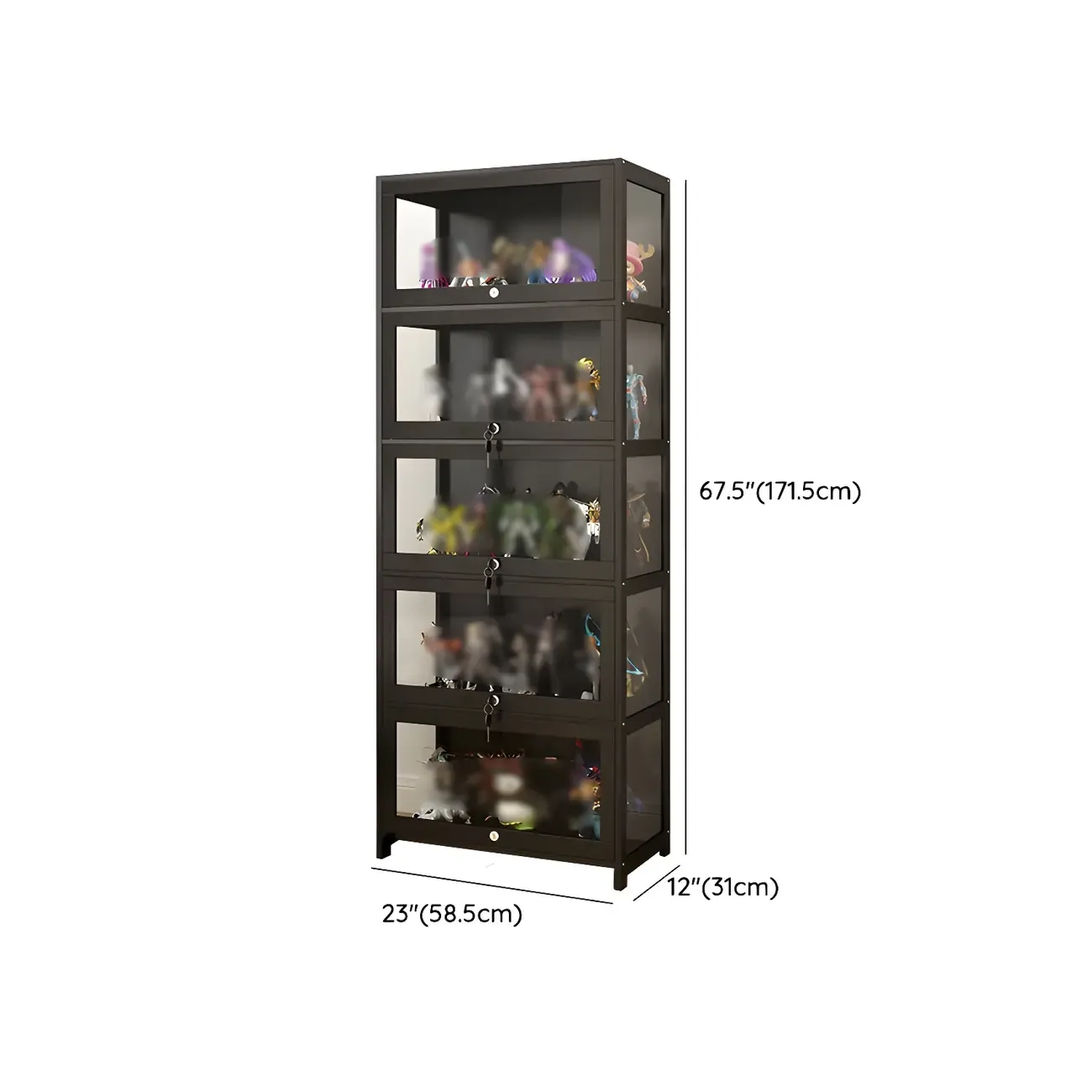 Living Room Black Bamboo Curio Display Cabinet Image - 37