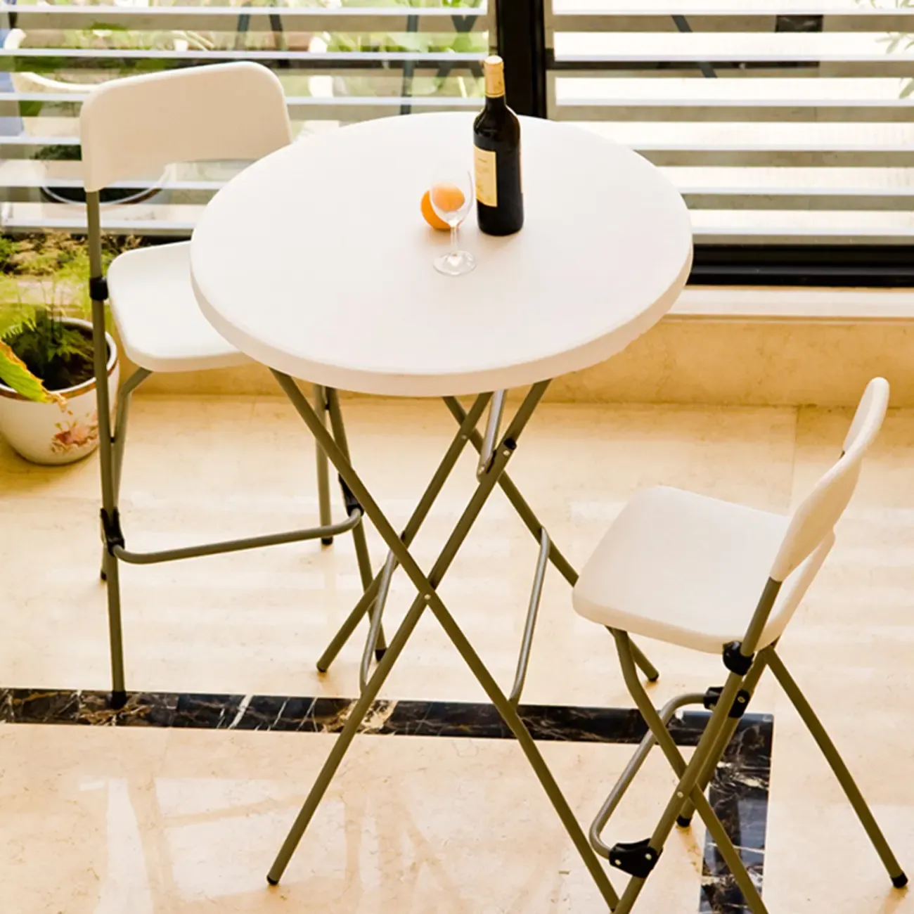 Stylish White Acrylic Top Grey Metal Leg Bar Table Image - 2